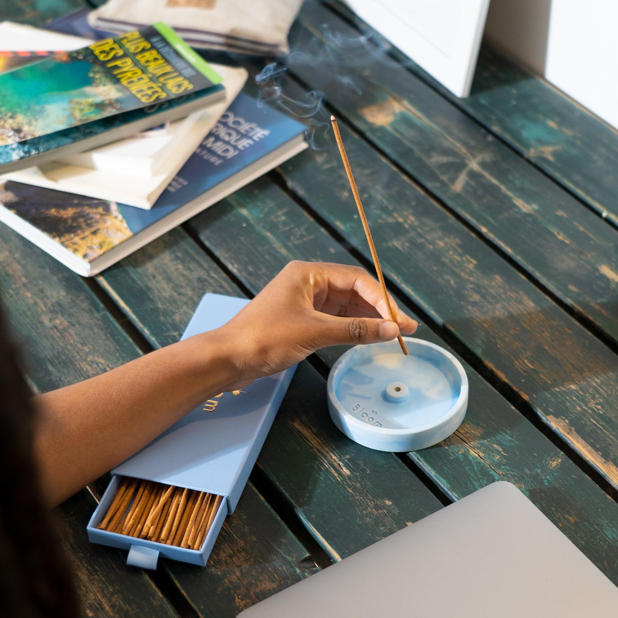 Porte-encens Bloom - Bleu marbré - Bloom 